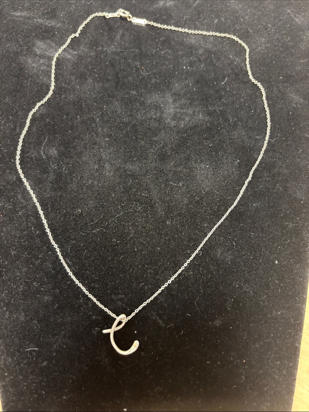 Tiffany and Co Initial 'C' Silver Pendant Necklace